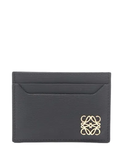 Pre-owned Loewe 2020s Anagram Leather Card Holder In Black