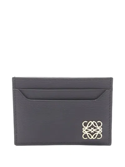 Pre-owned Loewe 2020s Anagram Leather Cardholder In Black