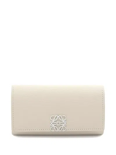 Pre-owned Loewe 2020s Anagram Leather Key Holder In Neutral