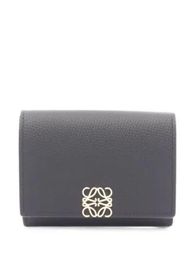 Pre-owned Loewe 2020s Anagram Leather Wallet In Black