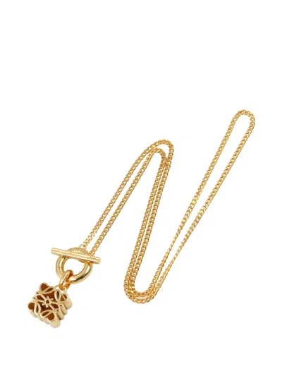 Pre-owned Loewe 2020s Anagram-pendant Necklace In Gold