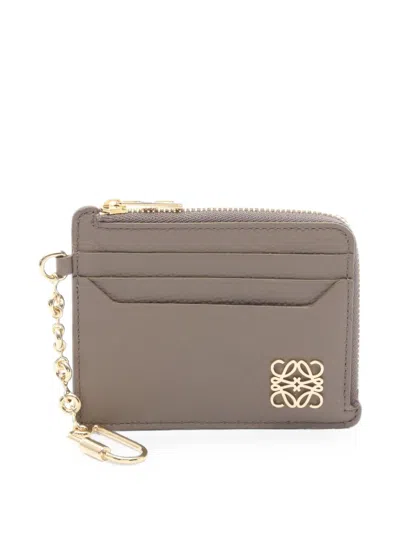 Pre-owned Loewe 2020s Anagram Square Coin Purse In Grey