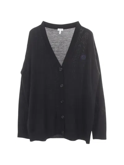 Pre-owned Loewe 2020s Anagram-embroidered Cardigan In Black
