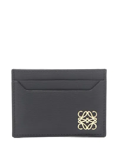 Pre-owned Loewe 2020s Anagram-plaque Wallet In Black