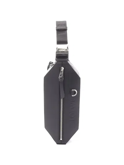 Pre-owned Loewe 2020s Convertible Leather Sling Body Bag In Black