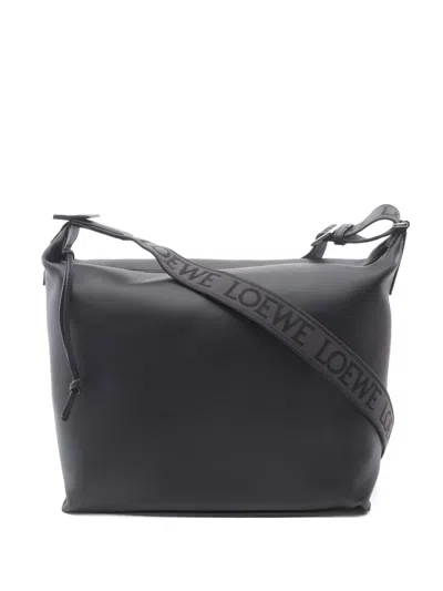 Pre-owned Loewe 2020s Cubi Logo Strap Shoulder Bag In Black