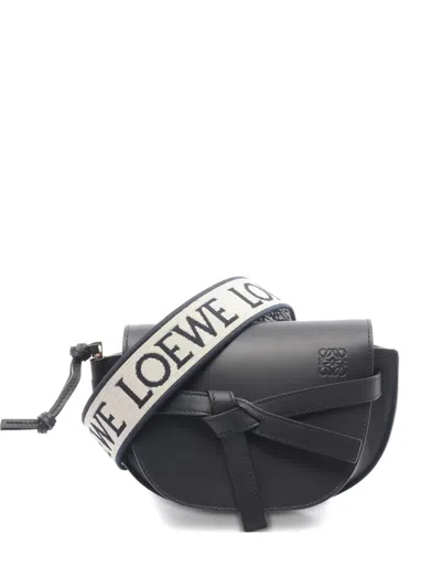 Pre-owned Loewe 2020s Dual Gate Mini Leather Cross Body Bag In Black