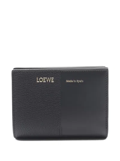 Pre-owned Loewe 2020s Duet Leather Wallet In Black