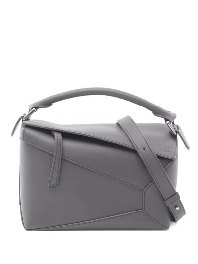 Pre-owned Loewe 2020s Espresso Puzzle Leather Tote Bag In Gray