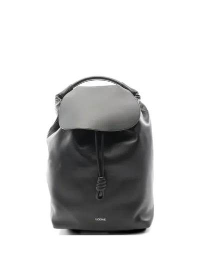 Pre-owned Loewe 2020s Flamenco Leather Backpack In Black