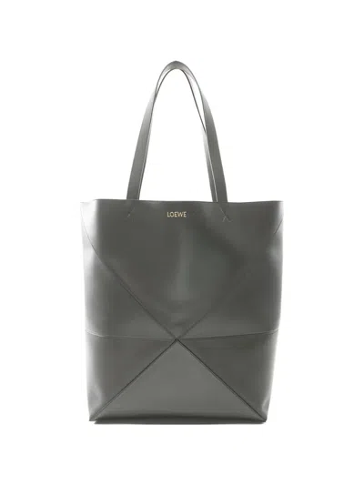 Pre-owned Loewe 2020s Fold Leather Shoulder Bag In Gray