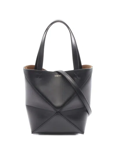 Pre-owned Loewe 2020s Fold Leather Tote Bag In Black