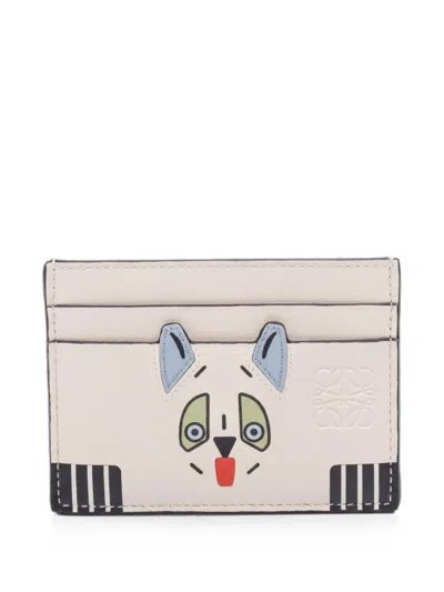 Pre-owned Loewe 2020s Futurist Cat Card Case In Neutral