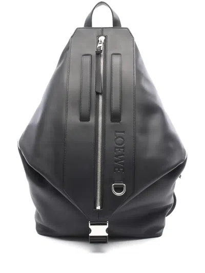 Pre-owned Loewe 2020s Leather Backpack Rucksack In Black