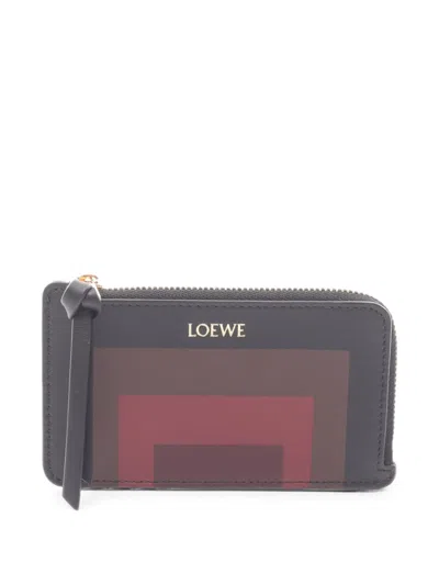 Pre-owned Loewe 2020s Leather Card Case In Black