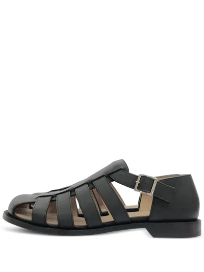 Pre-owned Loewe 2020s Leather Sandals In 黑色