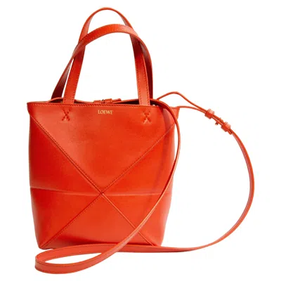 Pre-owned Loewe 2020s  Puzzle Mini Tote Bag In Red Leather