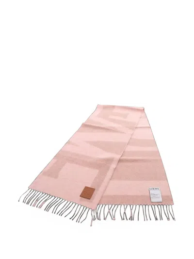 Pre-owned Loewe 2020s Logo-print Cashmere Scarf In Pink