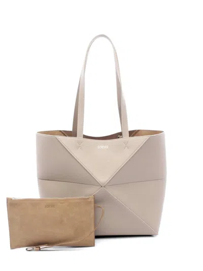 Pre-owned Loewe 2020s Medium Puzzle Fold Tote Bag In Neutral