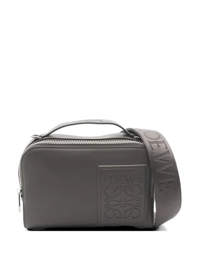 Pre-owned Loewe 2020s Mini Camera Leather Messenger Bag In Gray