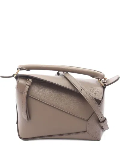 Pre-owned Loewe 2020s Mini Puzzle Edge Tote Bag In Neutral