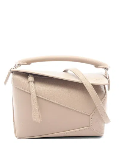 Pre-owned Loewe 2020s Mini Puzzle Edge Tote Bag In Neutral