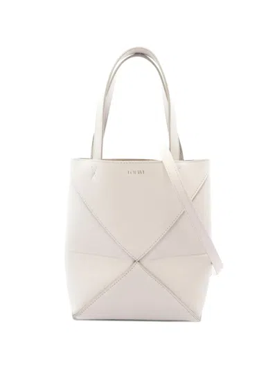 Pre-owned Loewe 2020s Mini Puzzle Leather Handbag In Neutral