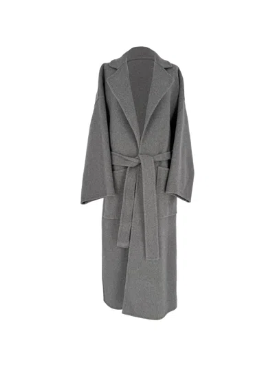 Pre-owned Loewe 2020s Oversized Belted Coat In Grey