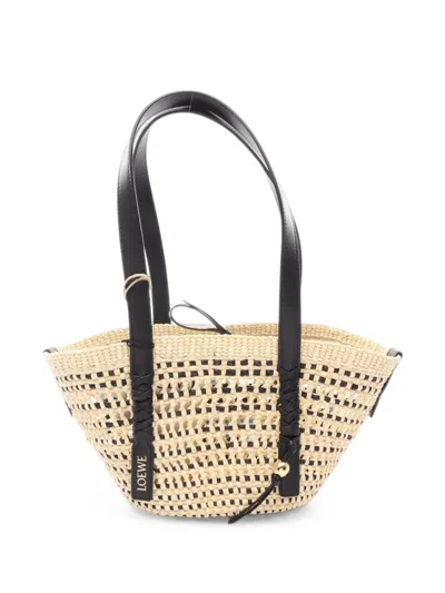 Pre-owned Loewe 2020s Paula's Ibiza Braided Basket Bag In Neutrals