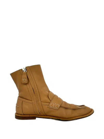 Pre-owned Loewe 2020s Penny Loafer Ankle Boots In Brown