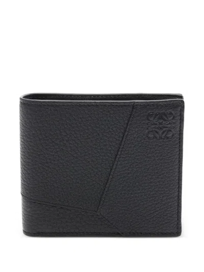 Pre-owned Loewe 2020s Puzzle Edge Bifold Wallet In Black