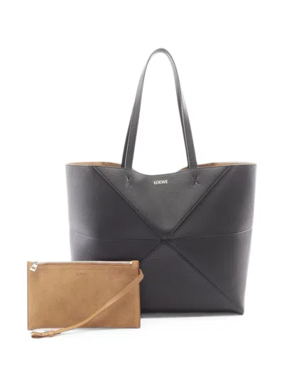 Pre-owned Loewe 2020s Puzzle Fold Tote Bag In ブラック