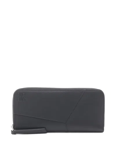 Pre-owned Loewe 2020s Puzzle Zip-around Wallet In Black