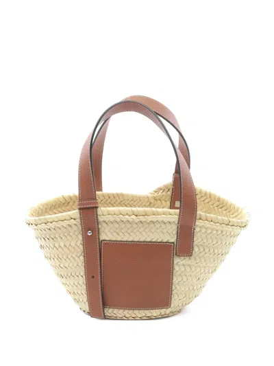 Pre-owned Loewe 2020s Raffia Leather Tote Bag In Neutral