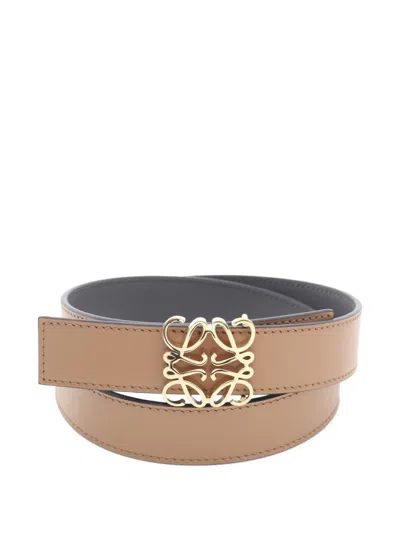 Pre-owned Loewe 2020s Reversible Anagram Bombe Belt In Neutral
