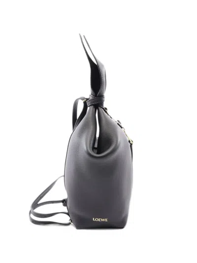 Pre-owned Loewe 2020s Scarf Leather Backpack In Black