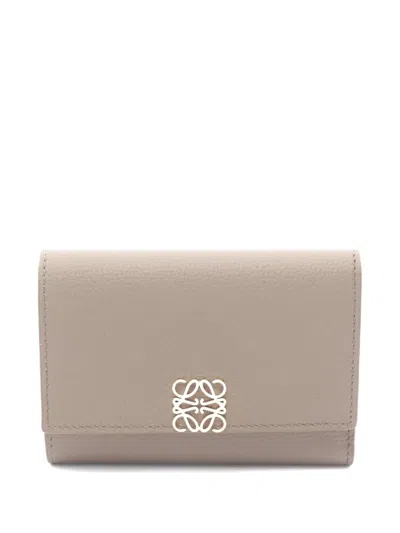 Pre-owned Loewe 2020s Small Anagram Tri-fold Wallet In Neutral