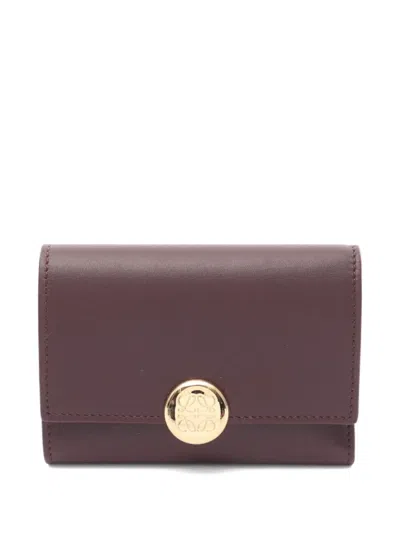 Pre-owned Loewe 2020s Small Leather Trifold Wallet In Red