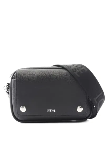 Pre-owned Loewe 2020s Small Pebble Leather Messenger Bag In Black