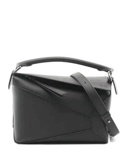 Pre-owned Loewe 2020s Small Puzzle Leather Tote Bag In Black