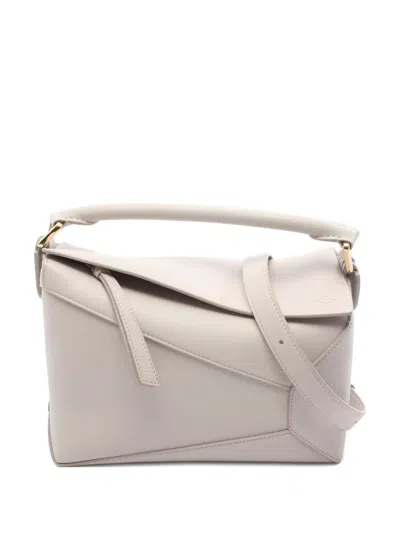 Pre-owned Loewe 2020s Small Puzzle Leather Tote Bag In Gray