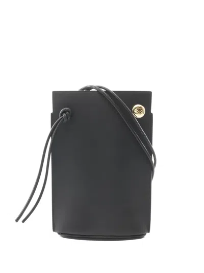 Pre-owned Loewe 2020s Thais Pocket Leather Shoulder Bag In Black