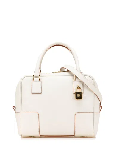 Pre-owned Loewe 2021-2024 Leather Amazona Square 19 Satchel In White