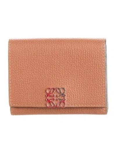 Pre-owned Loewe 2021 Anagram Compact Wallet In Brown