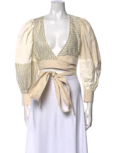 Pre-owned Loewe 2021 Balloon Sleeve Crop Top Crop Top In Neutral