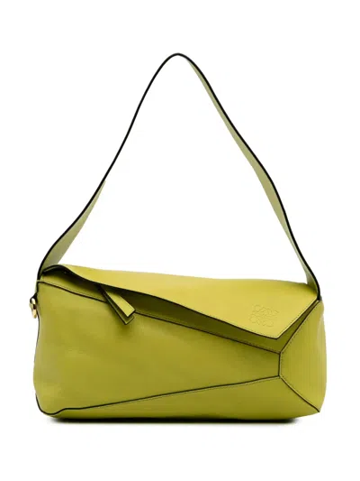 Pre-owned Loewe 2021 Calfskin Puzzle Hobo Shoulder Bag In Yellow