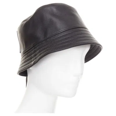 Pre-owned Loewe 2021 Fisherman Nappa Calfskin Smooth Leather Bucket Hat Headwear 57cm In Gray