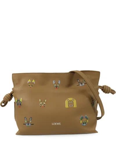 Pre-owned Loewe 2021 Flamenco Cats Small Clutch Bag In Neutrals