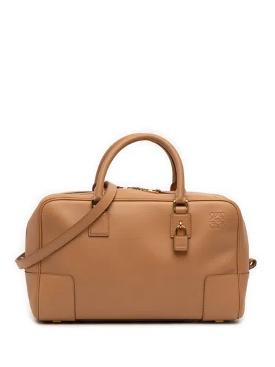 Pre-owned Loewe 2021 Leather Amazona 28 Satchel In Brown