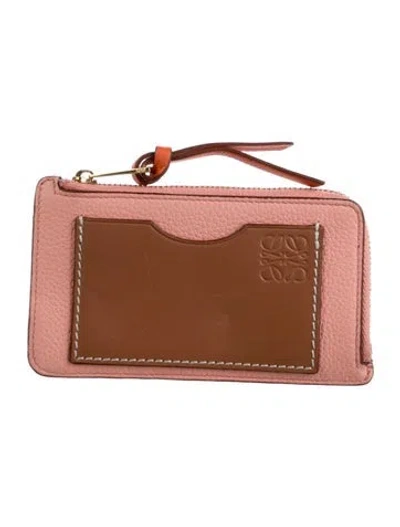 Pre-owned Loewe 2021 Leather Card Holder In Pink